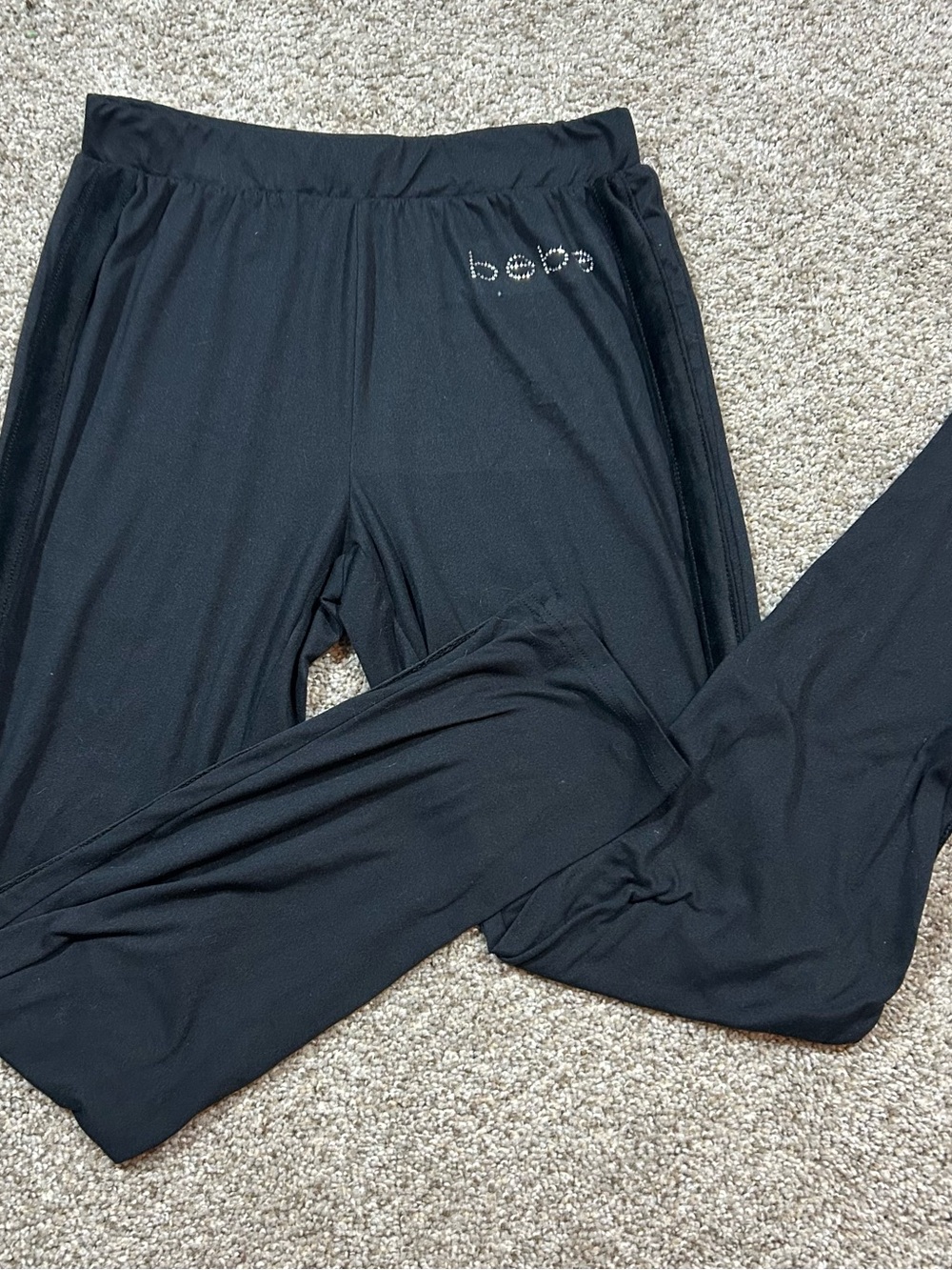 bebe Black lounge pants with Crystal Logo